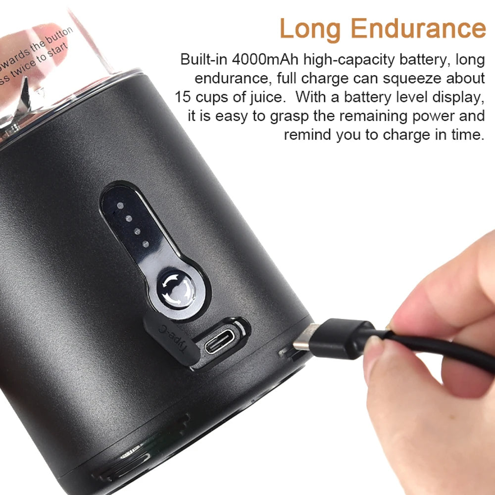 Portable Blender Cup USB Electric Fruit Juicer Rechargeable Juice Mixe for Outdoor Sports Travel Camping