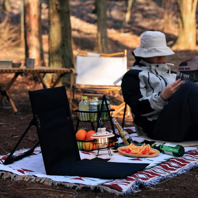 Foldable Camping Chair with Backrest Cushion
