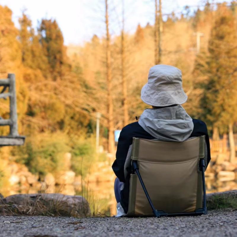 Foldable Camping Chair with Backrest Cushion