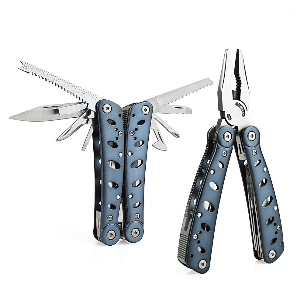NEWACALOX Multifunction Pliers with Screwdriver kit Pocket Tools Camping Multi Tool Outdoor Survival Knife electric Crimping
