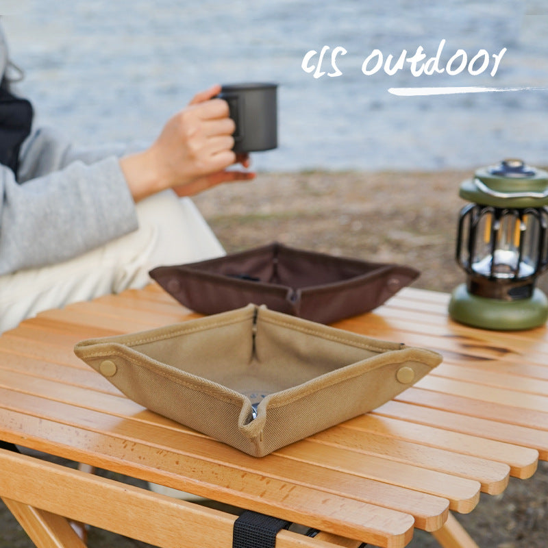 CLS Outdoor Camping Storage Tray Home Travel Storage Box Camping Portable Folding Square Debris Storage Tray