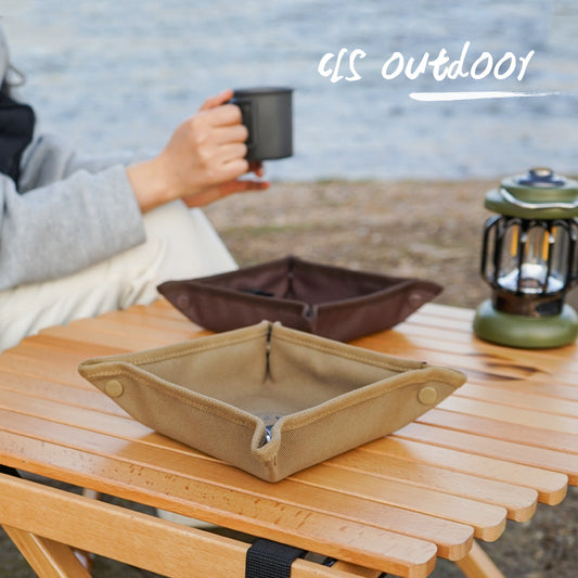 CLS Outdoor Camping Storage Tray Home Travel Storage Box Camping Portable Folding Square Debris Storage Tray