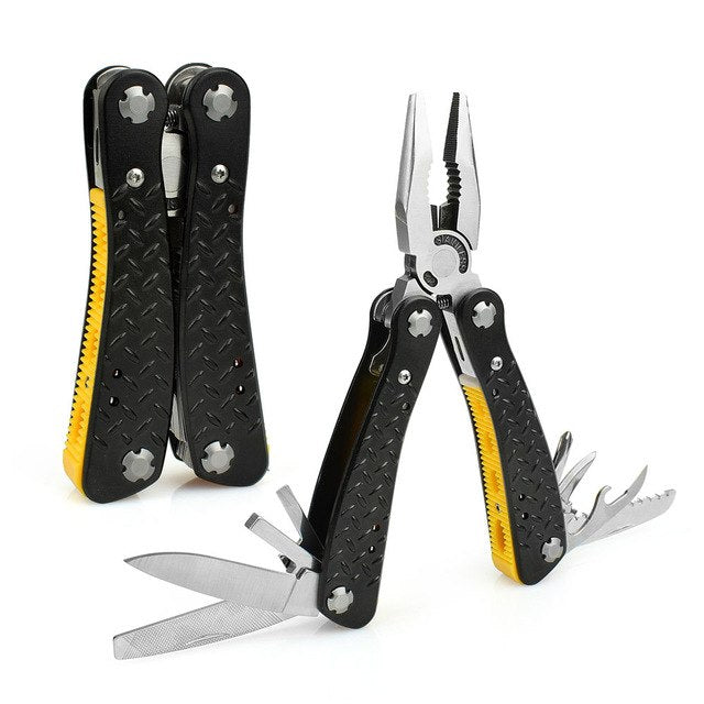 NEWACALOX Multifunction Pliers with Screwdriver kit Pocket Tools Camping Multi Tool Outdoor Survival Knife electric Crimping